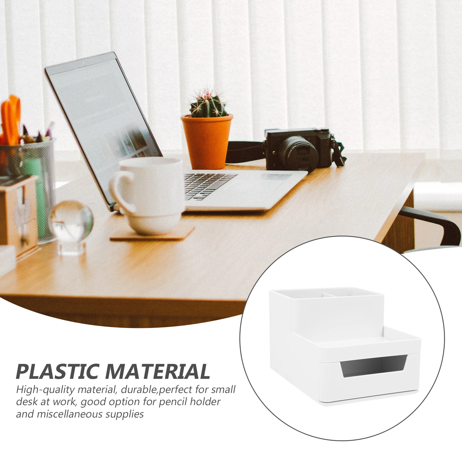 

Stylish Desktop Organizer Plastic Stationery Box Tidy Storage Container Home Accessory Office Desk