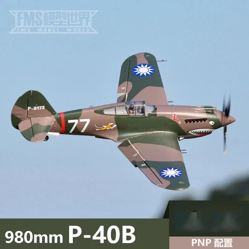 

FMS 980mm P-40B Remote Controlled Aircraft Model Assembly Fixed Wing Aircraft Model Birthday Gift Simulation Aircraft Model