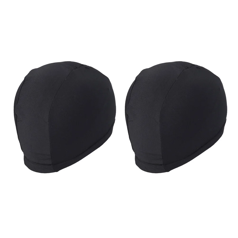 

2Pcs Swim Caps Stretchable Comfortable Fit Polyester Unisex Swimming Lightweight Long Hair Protection Black Shower Caps,swim Cap