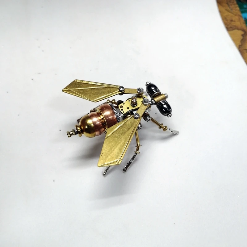 Metal Little Fly Model Kits Steampunk Mechanical Insect DIY Assembly Handmade 3D Puzzel Toy for Kids Adults Gift