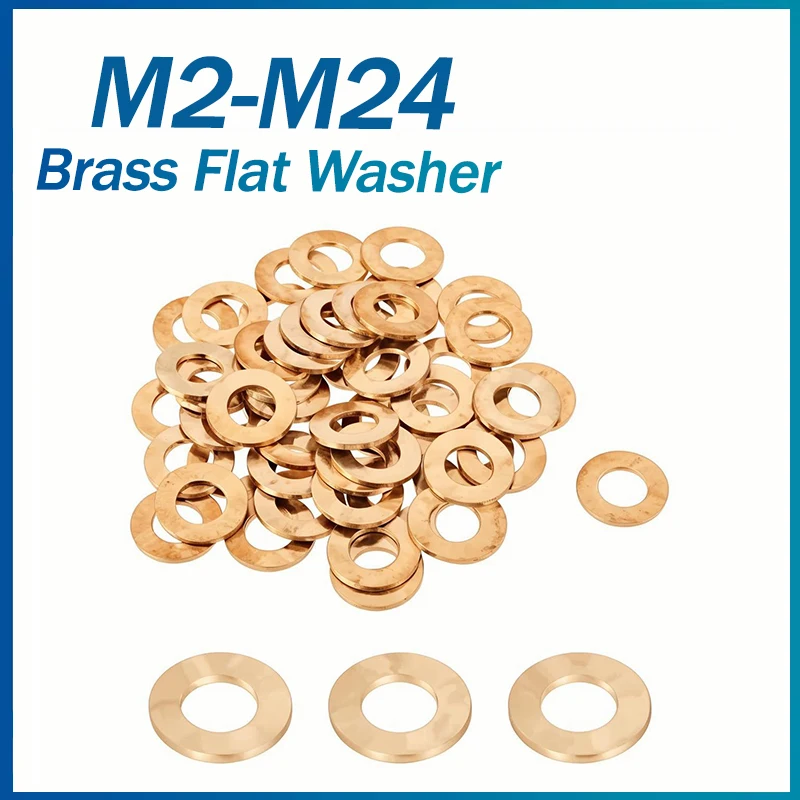 Solid Brass Flat Washer M2 M2.5 M3 M4 M5 M6 M8 M10 M12 M14 M16 Copper Plain Brass Gasket Shim Pad Ring Spacer Circular Meson