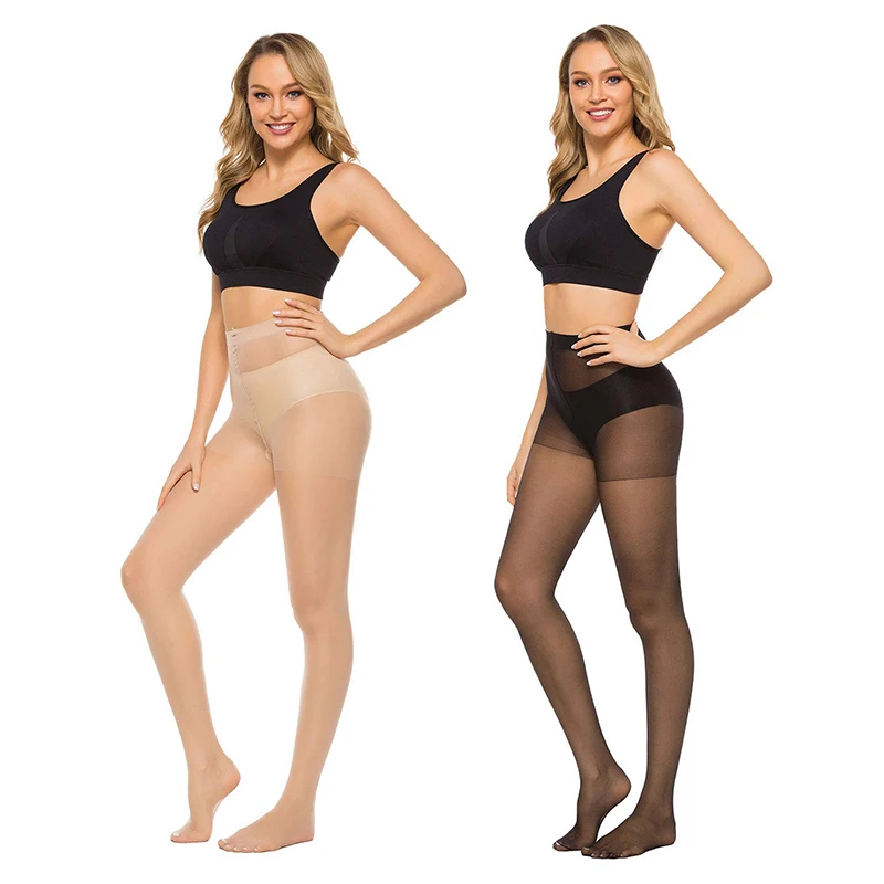 

Kave 20D 2 Pairs Black Sheer Tights for Women- Comfortable Ultra-Thin High-Waisted Pantyhose with Reinforced Toes