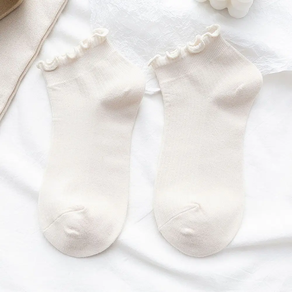 Kawaii Super Thin Casual Spring Summer Ankle Short Women's Socks Boat Socks Frilly Ruffle Socks