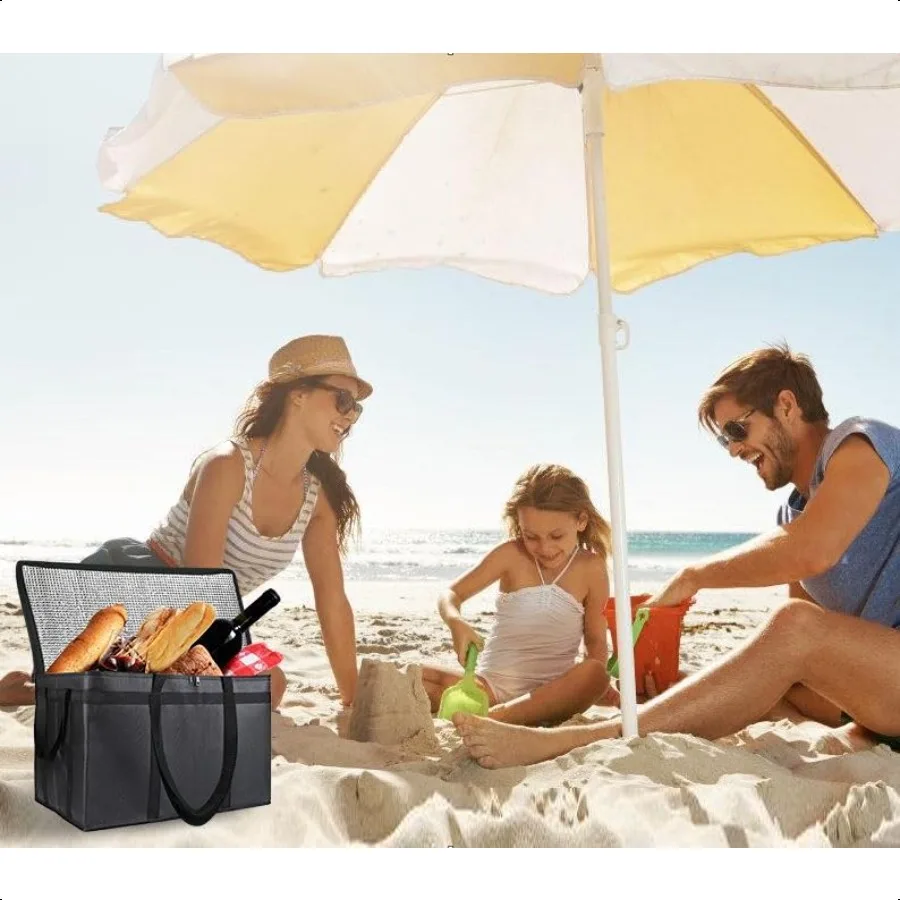 2er-Pack isolierter Lebensmittellieferbeutel XXXLarge Meal Grocery Tote Isolierbeutel für heiße und kalte Lebensmittel Kommerzielle große Kapazität Reu