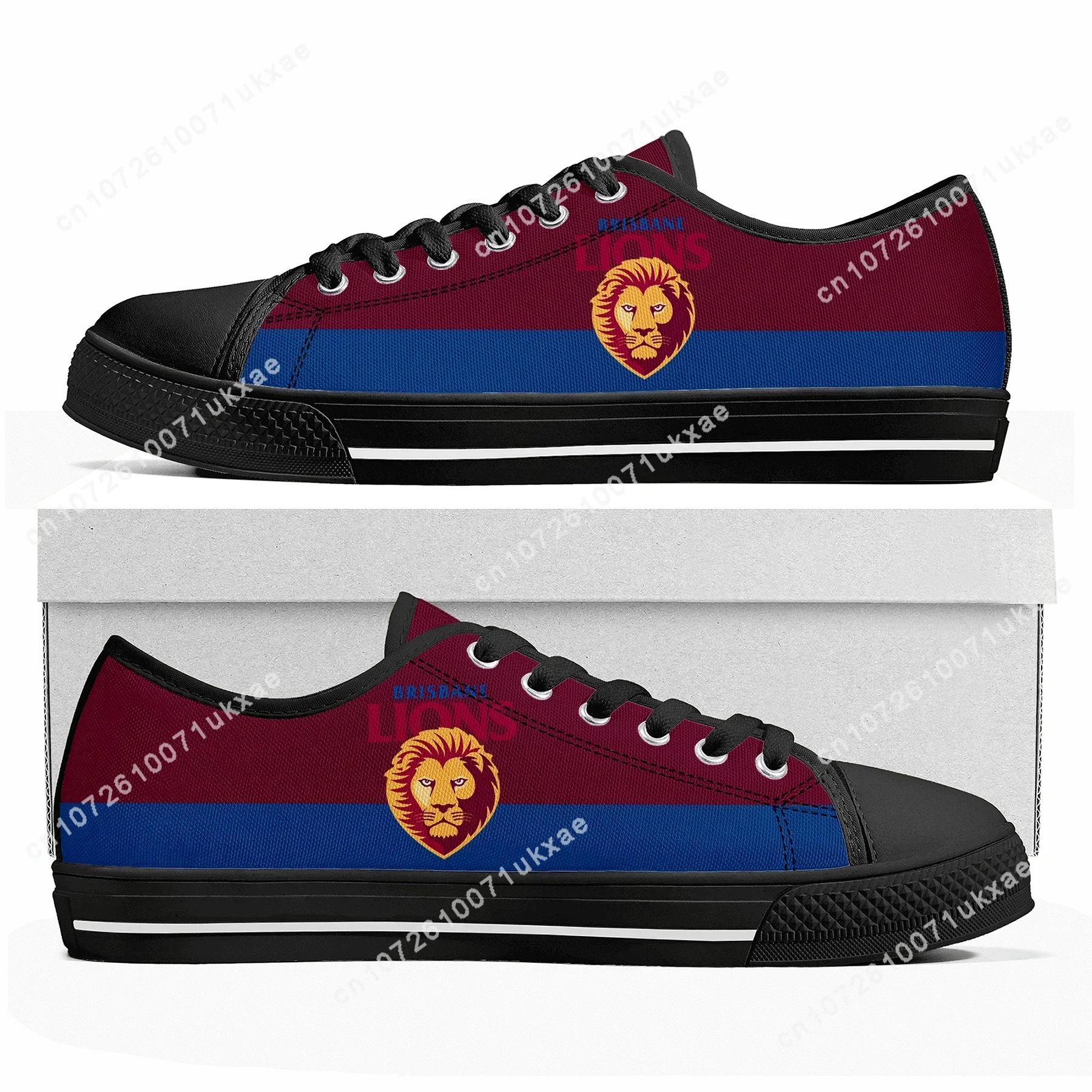 Brisbane Lions Australian Football Low Top Sneakers Mens Womens Teenager High Quality Canvas Sneaker Casual Shoes Custom Shoe