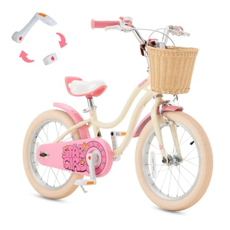 

Girls Bike EZ Bike Balance and Pedal Bicycle with Dual Handbrakes and Kickstand 16 Inch Toddlers to Big 4-7 Years White Pink