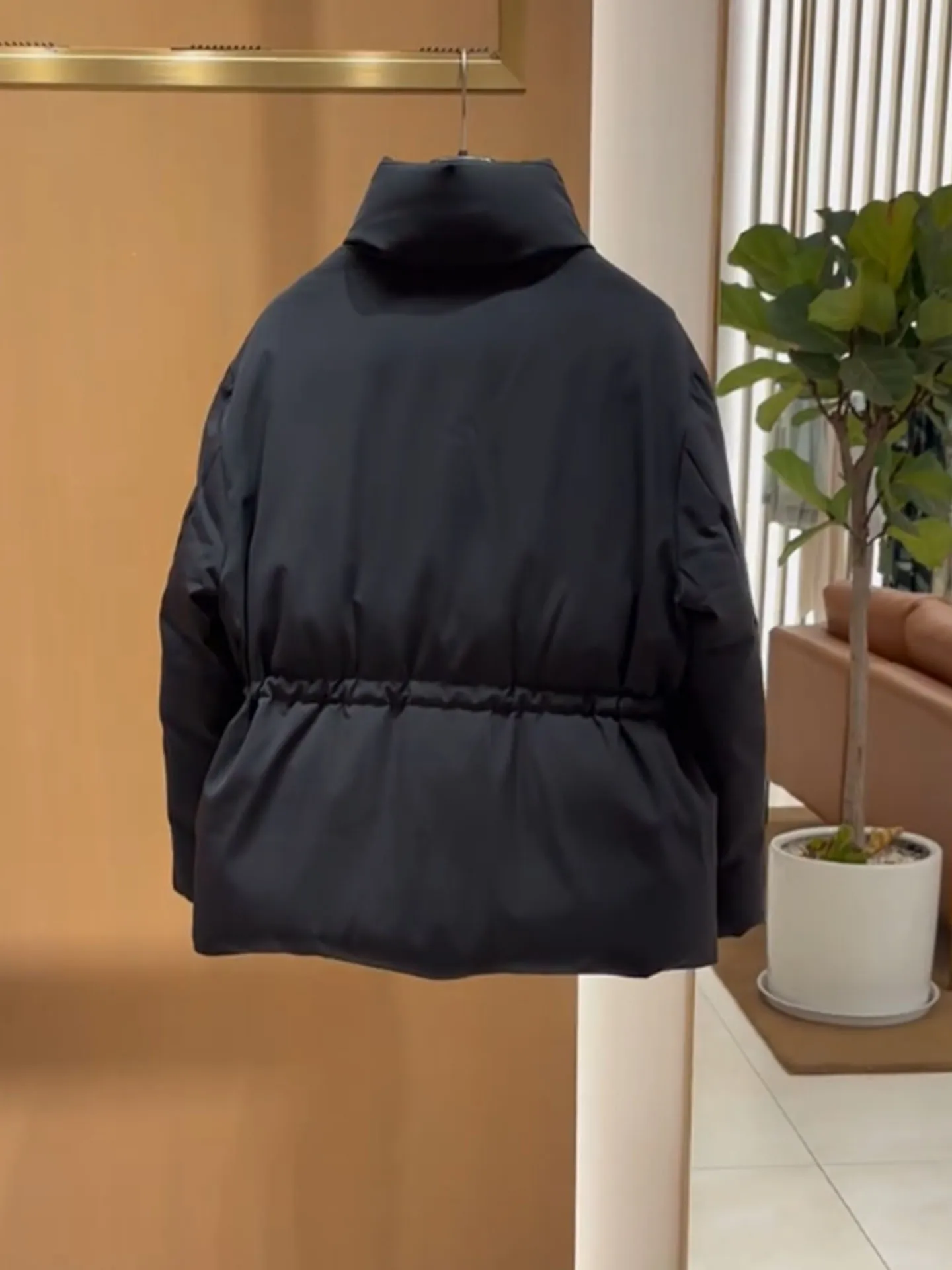   Bla ort Puffer Jaet Damen Winter Thiened Casual Waist-Cinching Stehkragen Mantel Sli High Waist