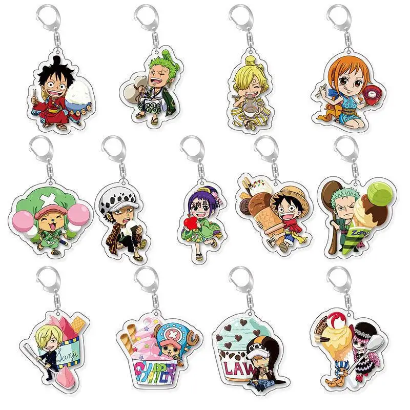 Recycled Acrylic Keychain for One Piece Monkey D. Luffy Roronoa Zoro Vinsmoke Sanji Nami Tony Tony Chopper Anime Keychain Gift