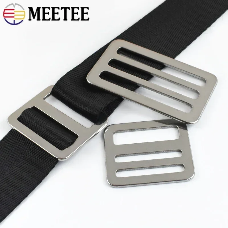 2/5P 26-50 مللي متر الفولاذ المقاوم للصدأ ضبط أبازيم حقيبة حزام حزام ثلاثي الإنزلاق المنزلق حلقة مشبك ظهره حزام المشبك هوك اكسسوارات