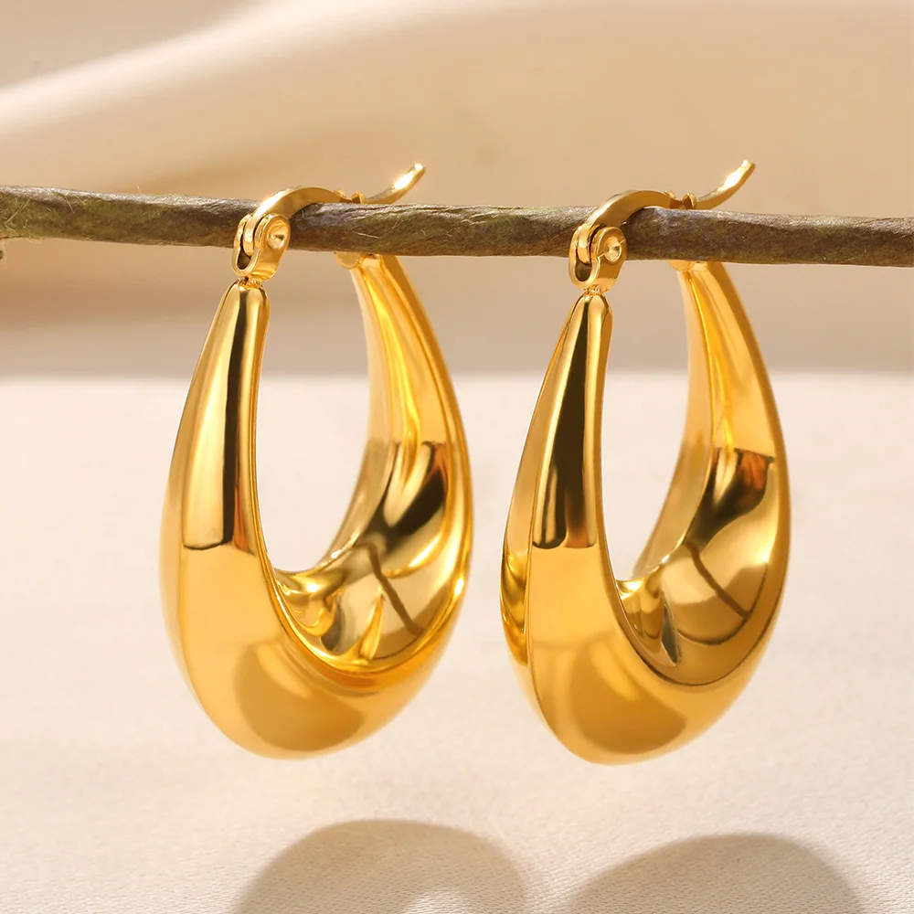 

Water Droplets Earrings for Women Luxury Classic Stainless Steel Earrings 2024 Trend New Gold Color Piercing Ear Jewelry aretes