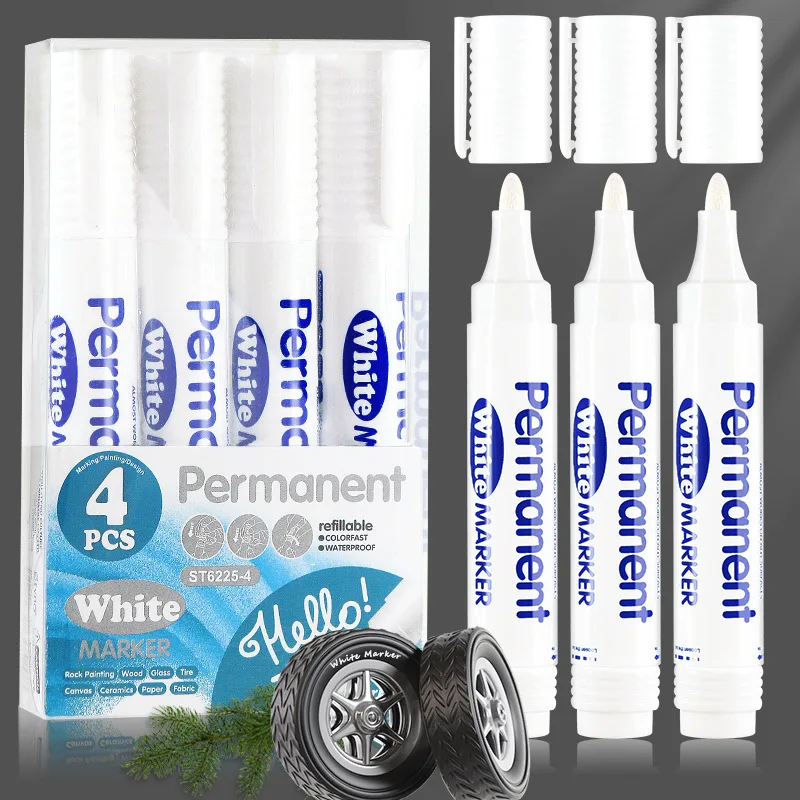 

2.5MM white marker 2/4/8/12pcs tire paint pen large head oil signature pen waterproof quick drying highlight pen