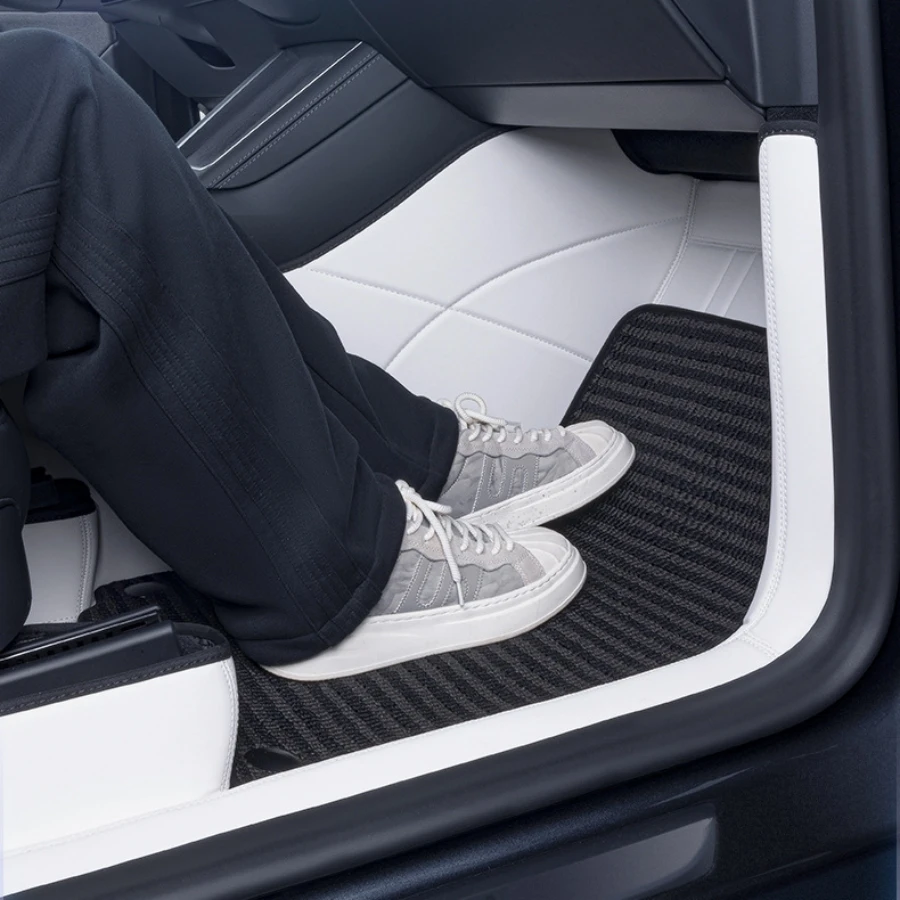 For Tesla Model Y 2025 2026 Fully Sorrounded PU Leather Floor Mats Lhd Rhd Double Layer Car Floor Liners With Carpet