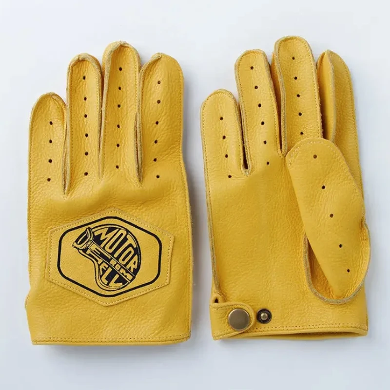 Retro Limelight Leather Motorcycle Motorcycle Gloves Outdoor Riding Full-finger and Half-finger Sports Non-slip Wear-resistant