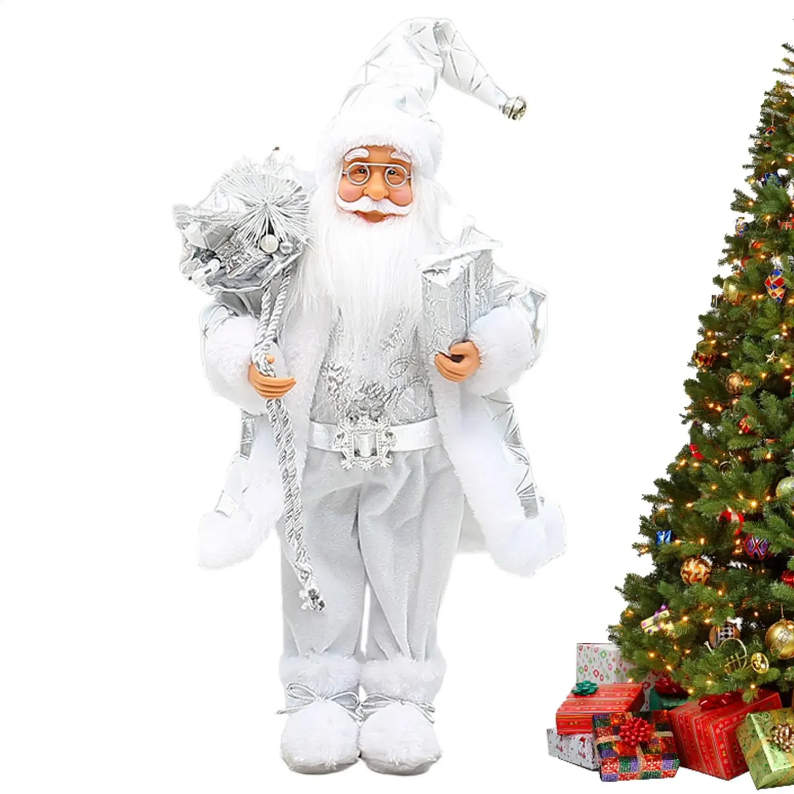 

18-дюймовая рождественская статуя Санта-Клауса, стоячая кукла Санта-Клауса, праздничное украшение для полки, каминного окна, перед покупкой, дома, квартиры, вечеринки