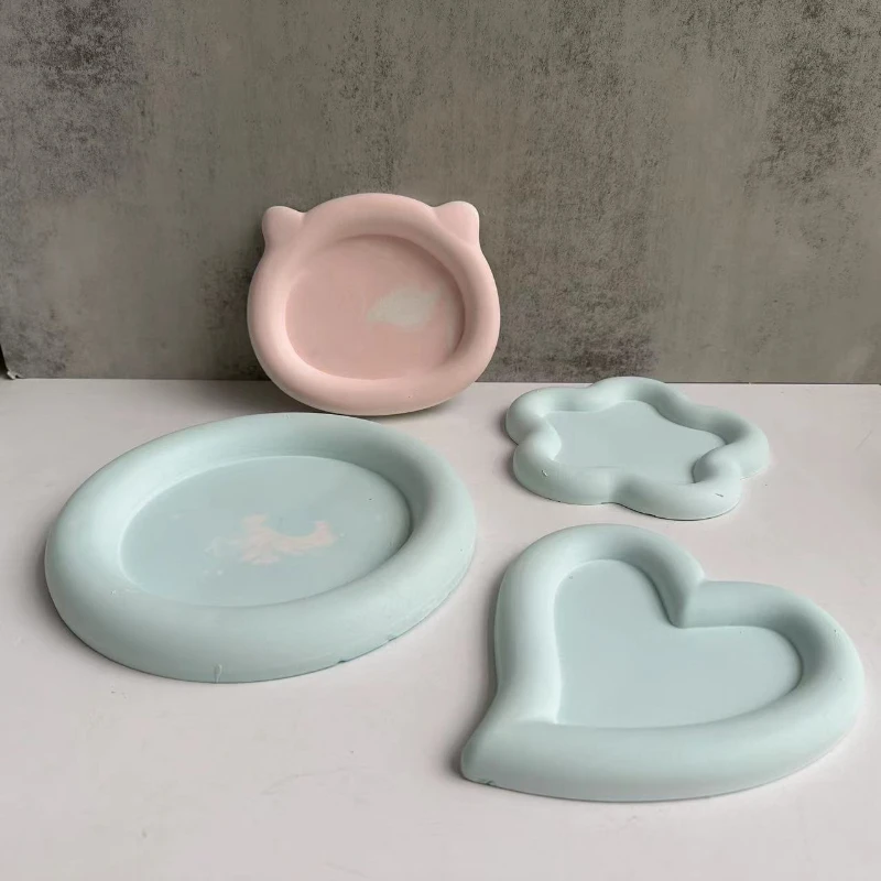 

Поднос для блюдца, гипсовая силиконовая форма, круглое сердце, кошачья голова, блюдо для цветов, силиконовая форма, сделай сам, поднос для подставки, форма для гипсовой смолы