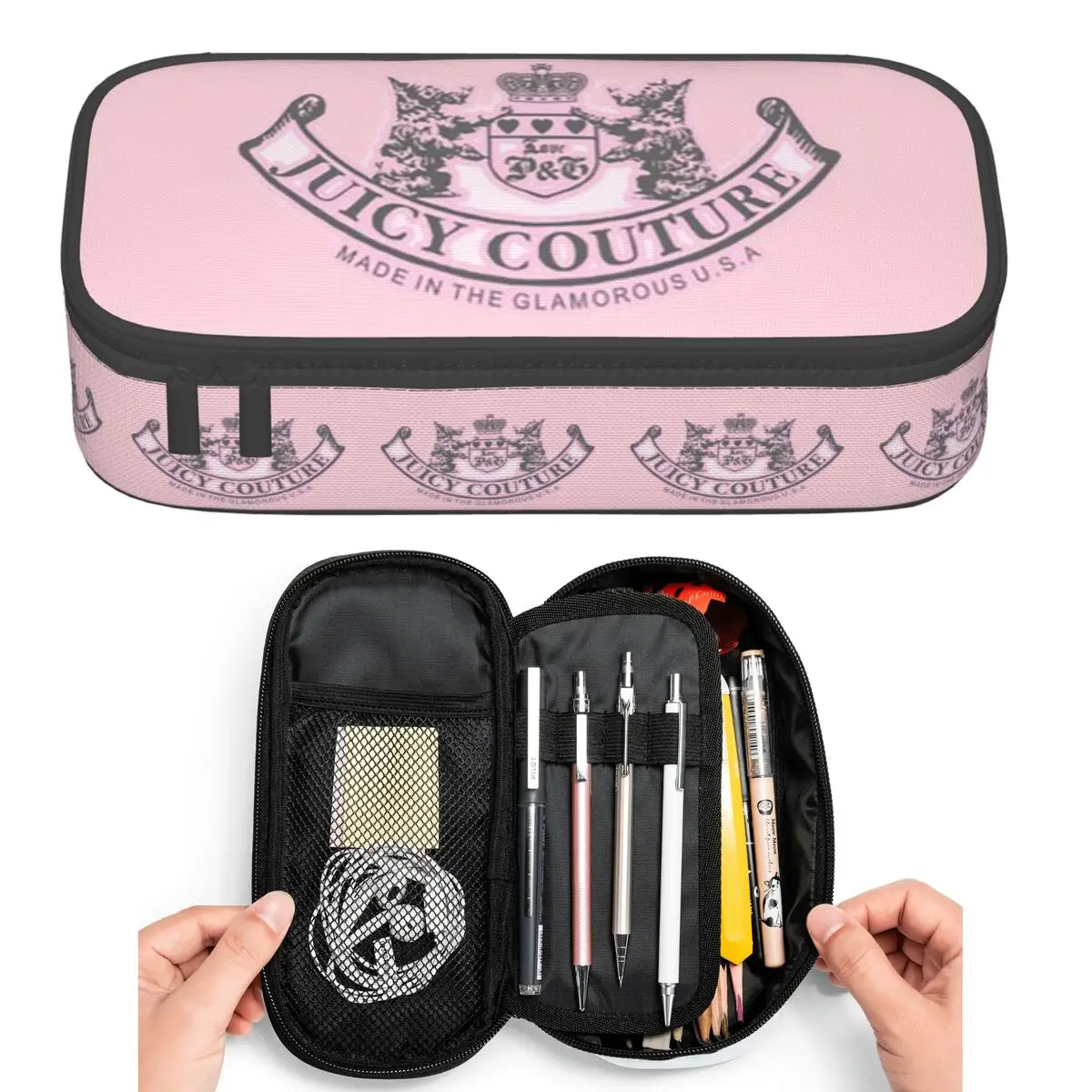 Juicy Couture Estuches de lápices clásicos para estudiantes, caja de bolígrafos, bolsa de lápices de gran capacidad, portalápices