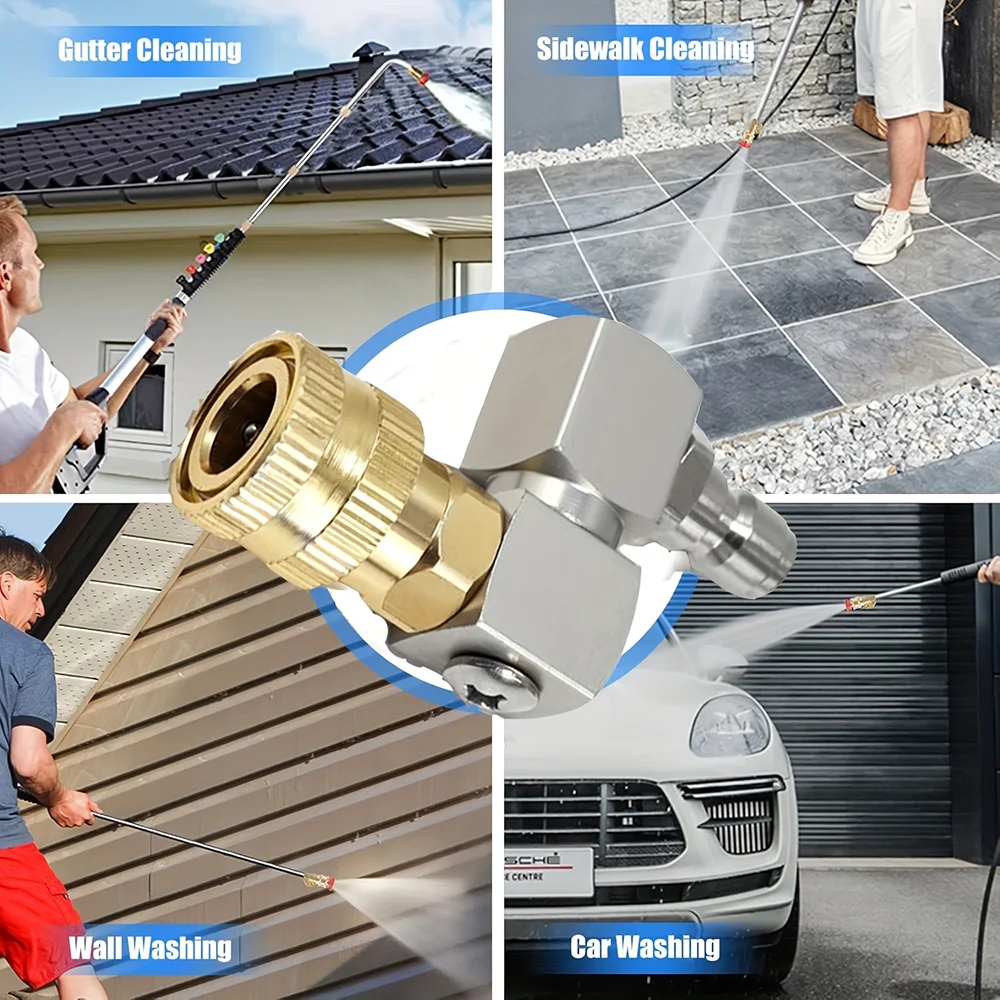 360 ° فوهة مسدس غسالة الضغط الدوارة، محول توصيل سريع 1/4 بوصة لتنظيف السيارة - مانع للتسرب، موفر للمياه #3
