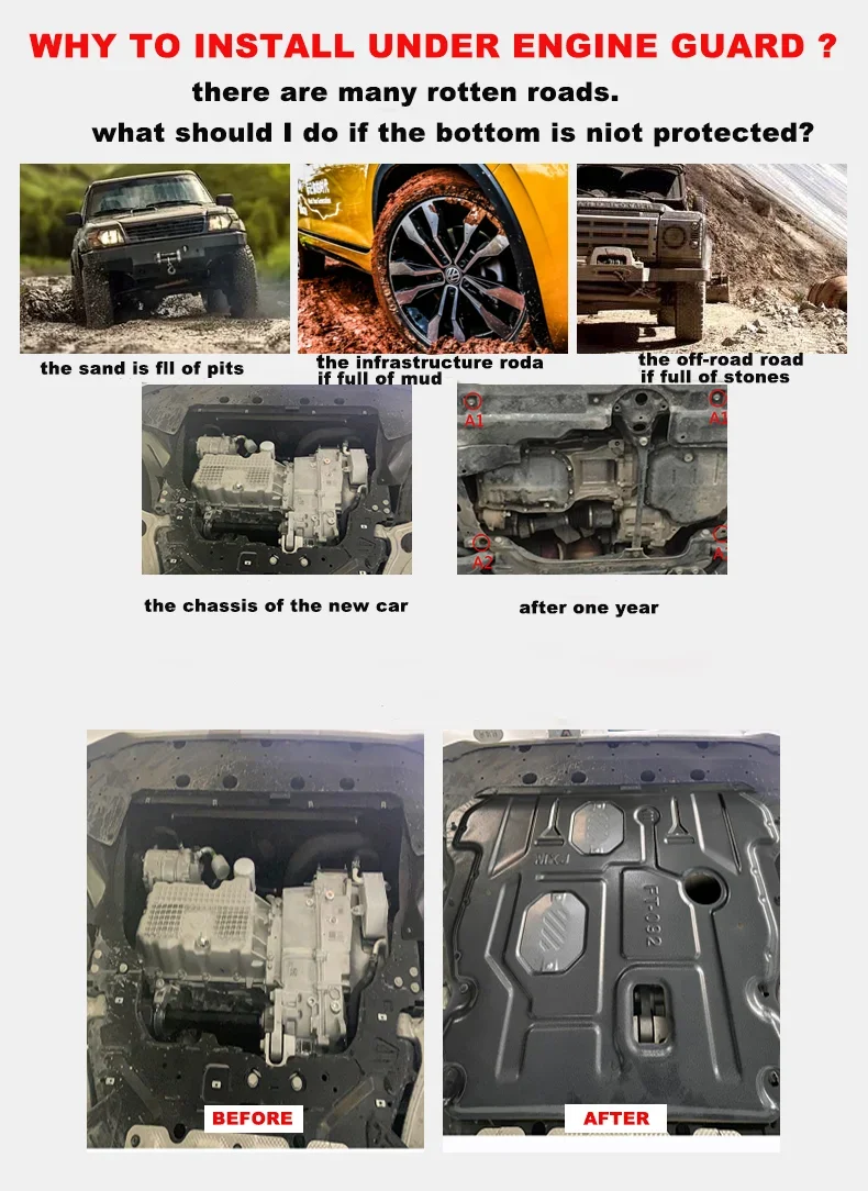 2023년형 현대 무파사 망간강 엔진 하부 보호대, 엔진 보닛, 엔진 쉴드, 자동차 액세서리