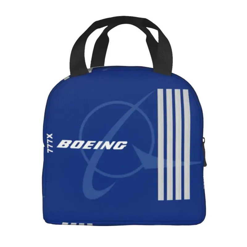 Boeing 777X Captain Stripes Insulated Lunch Bag for Aviation Aviator Flight Pilot Thermal Cooler Lunch Tote Kids School Children