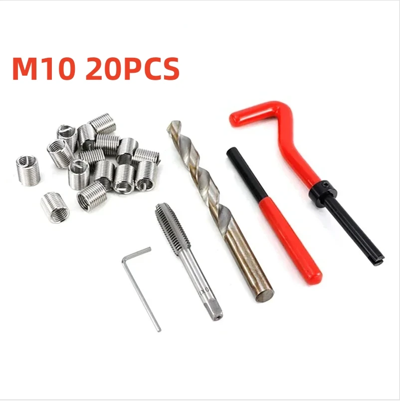 30-teiliges Reparatur-Einsatz-Set für Schräggewinde aus Edelstahl, M5/M6/M8 Vollgewinde, Blechschrauben-Hülsen-Set für Reparatur und Gewinde – Detail 9