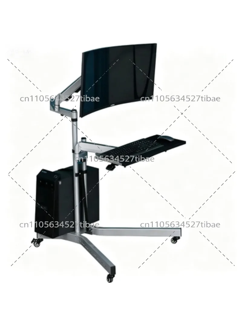 Mobile Bedside Computer Desk with Monitor Stand, Multifunctional Office Keyboard Bracket