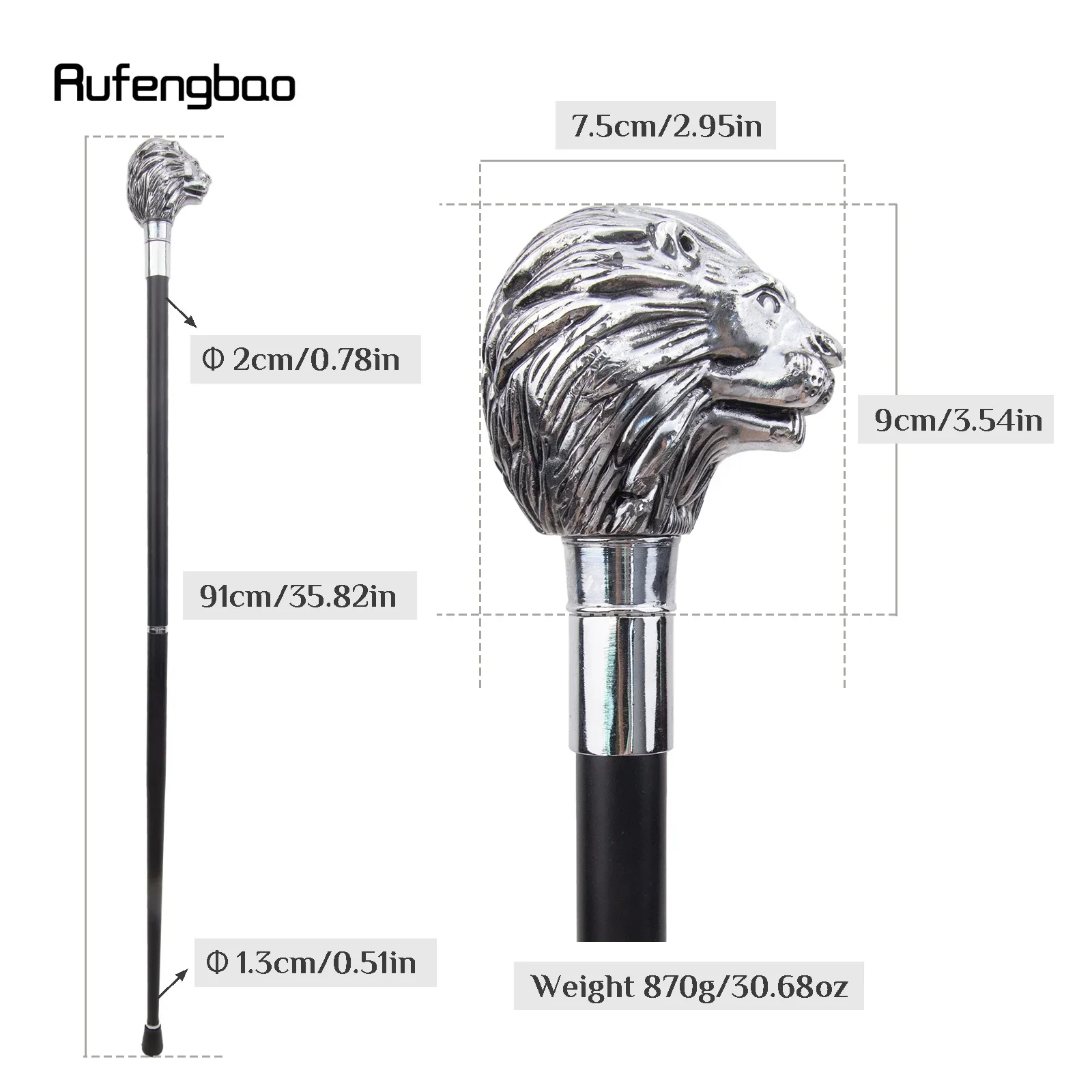 White Lion Head Handle Fashion Walking Stick For Party Decorative Walking Cane Elegant Crosier Steampunk & Everyday  91cm