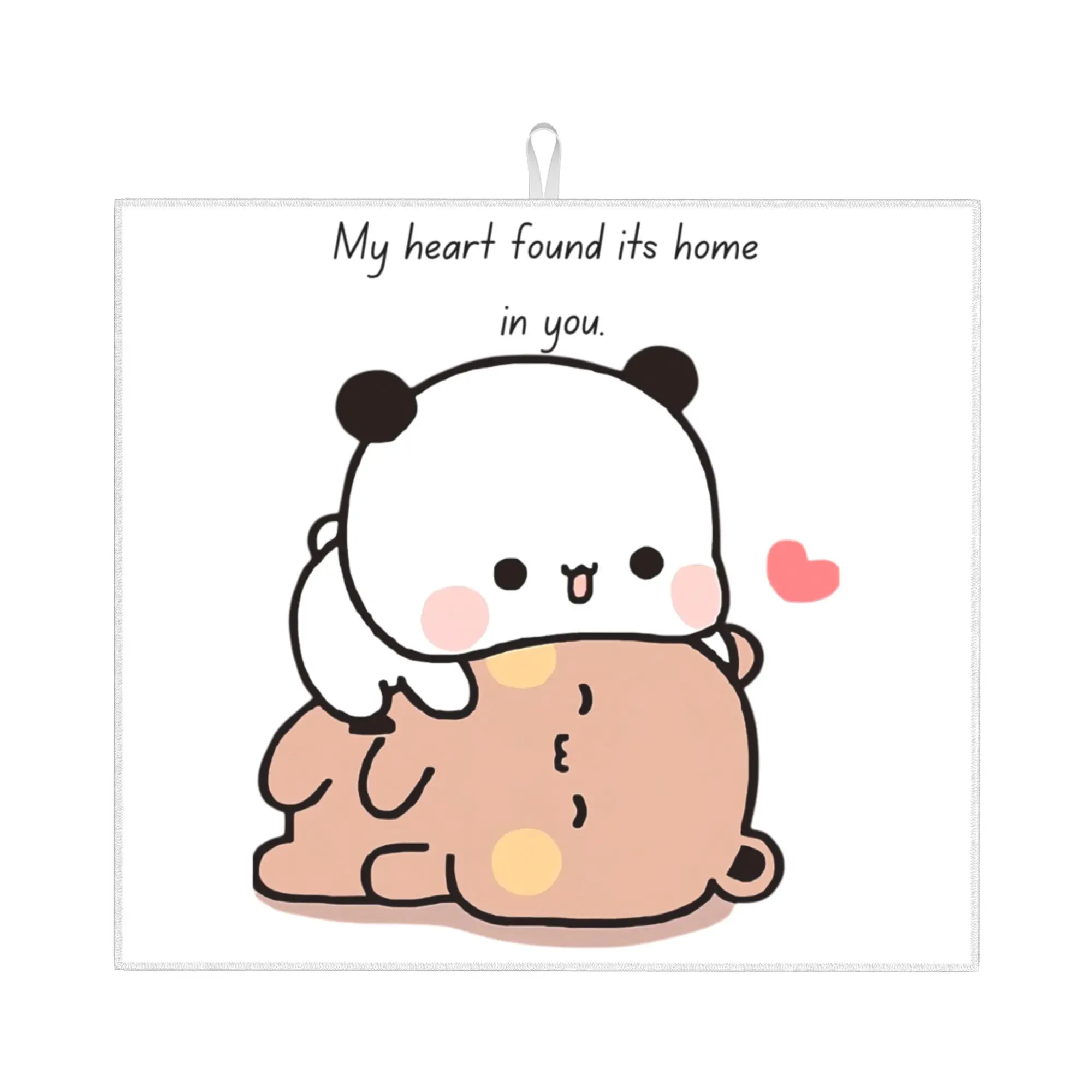 Drying Mat For Kitchen DuDu Bear And BuBu Panda Couple Water Absorbent Waterproof Reusable On Slip Kitchen Counter Protector Mat
