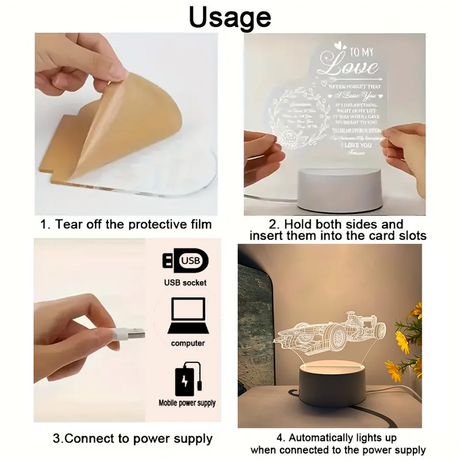 車種の3Dナイトライト、夢のような暖かさ、静かで温かく、人生にロマンチックな雰囲気を加え、毎晩おやすみを照らします。