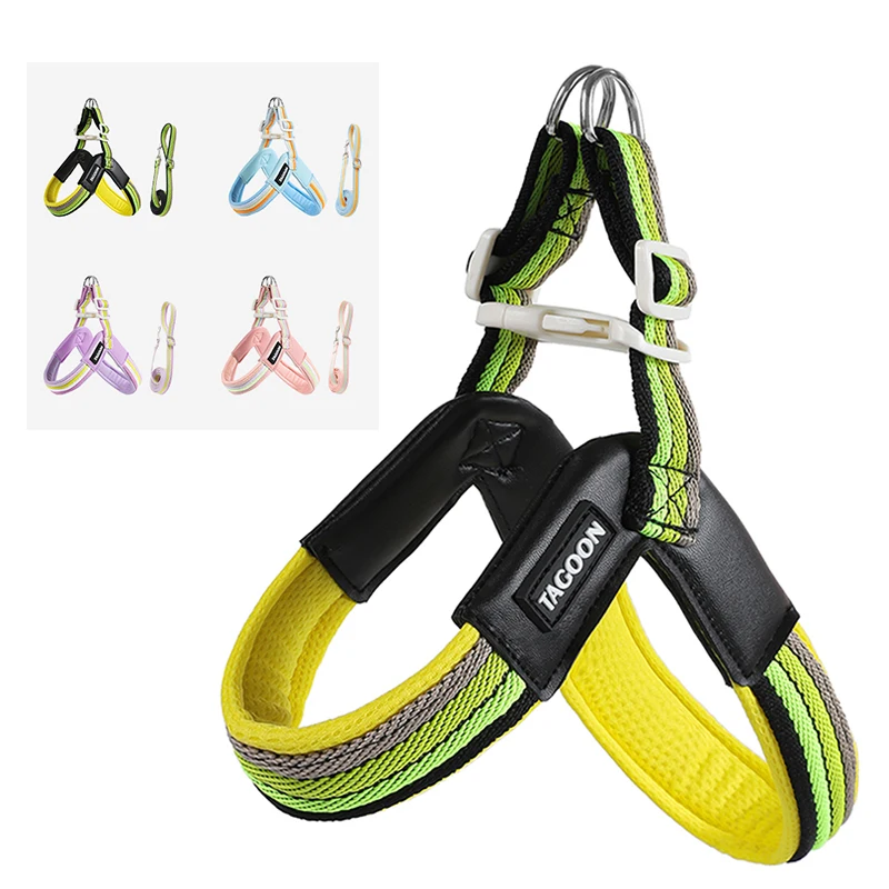 

Durable Rainbow V-Shaped Dog Harness & Leash Set Soft Padded Breathable Adjustable Anti-lost Pet Harness for Small Dogs Cats