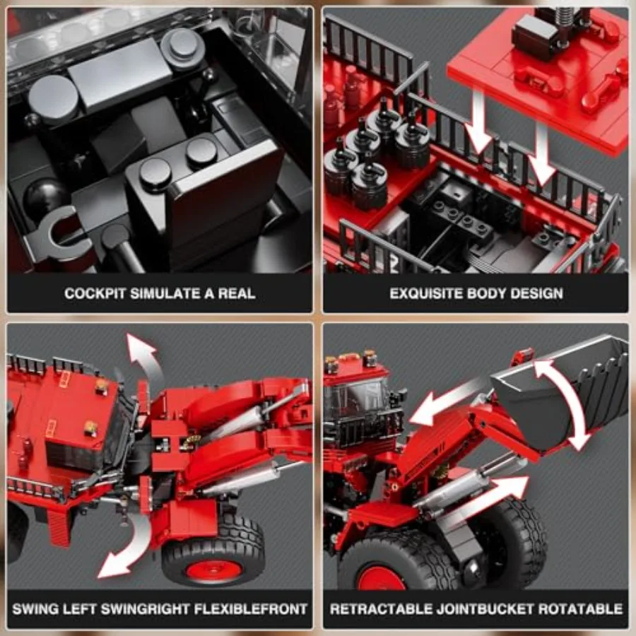 Bulldozer Building Blocks Set 22010 Engineering Vehicle Model Kit for Adults Remote Control Excavator Toy with 4Wheel Drive Gif