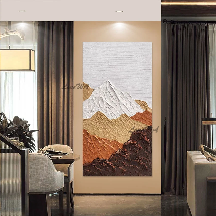 

High Mountain Abstract Knife Painting Restaurant Wall Decoration African Art Wholesale Natural Scenery Picture Canvas Frameless