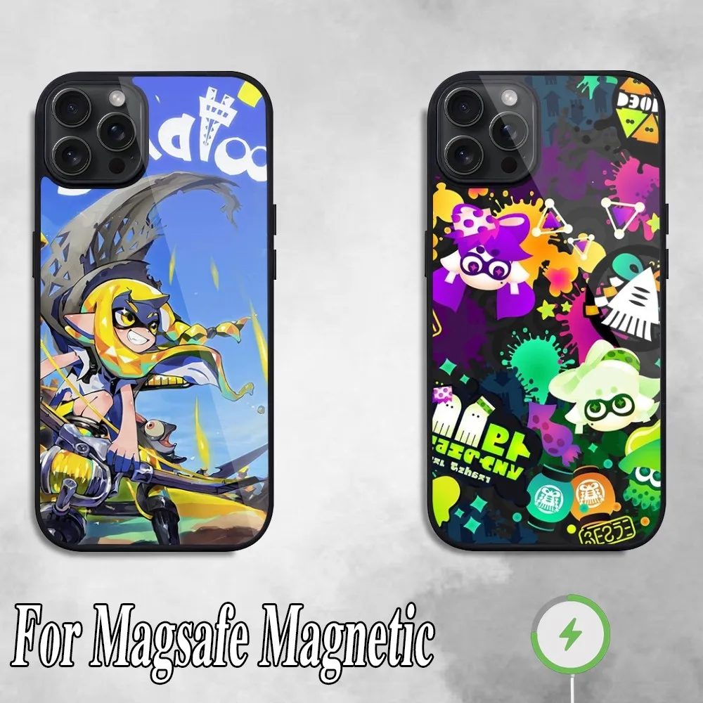 S-Splatoon Game Phone Case For iPhone 11 Mini 12 13 Max 14 Plus 15 Pro Magesafe Magnetic Shell