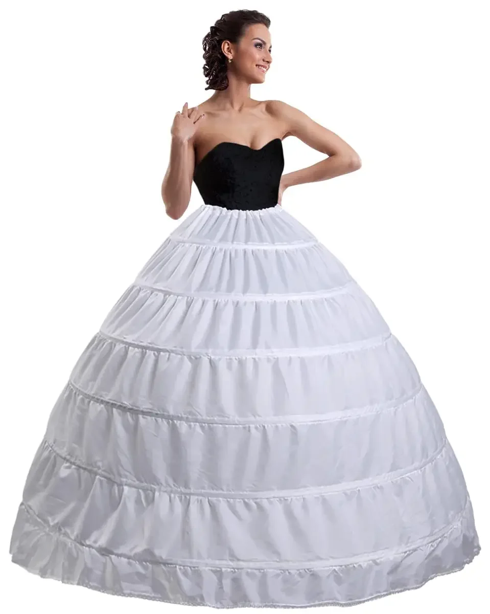 

Women Crinoline Petticoat A line Full 6 Hoop Skirt Slip Floor Length Crinoline Underskirt Wedding Petticoat