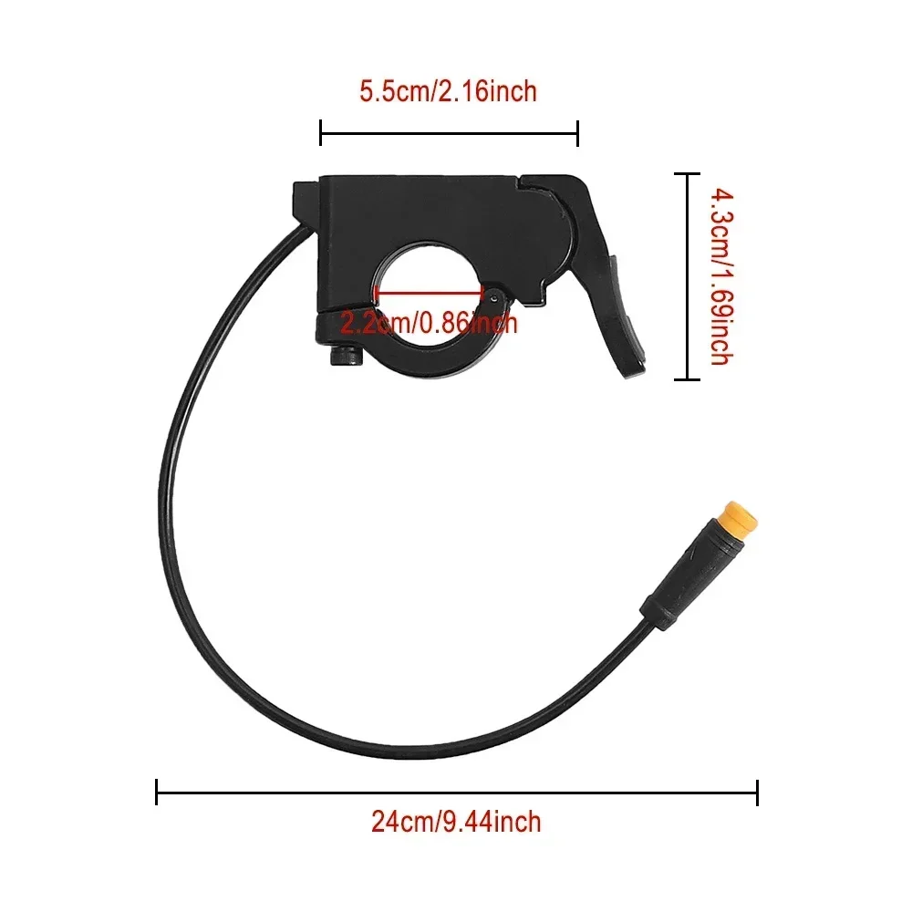 E-bike 3-Pin Connector Thumb Throttle 36V 48V 60V 72V Left Right 22mm Handlebar Accelerator for Electric Bicycle Scooter