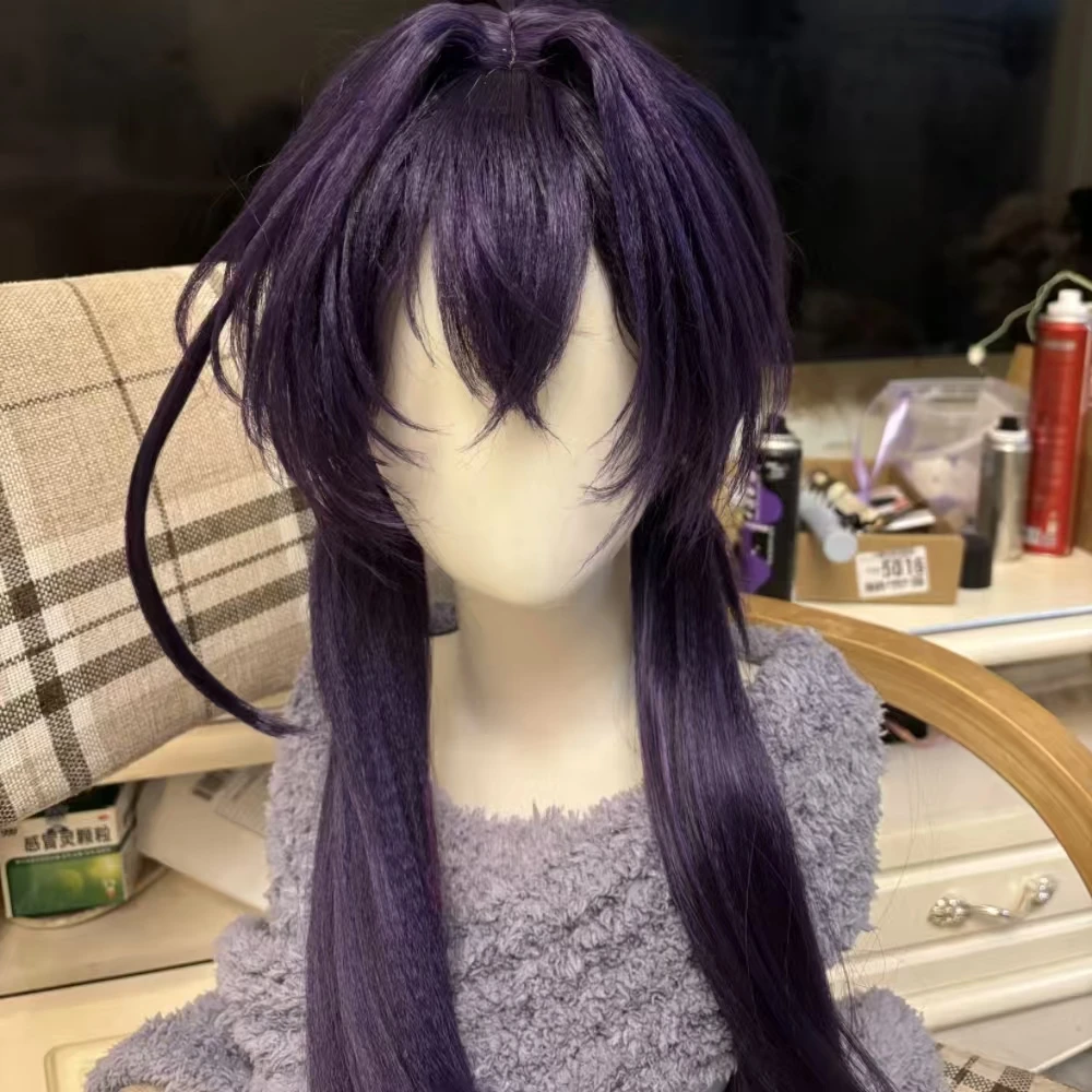 

Anime Izumi Kyoka Cosplay Wig Purple Twin Tails Heat resistant Synthetic Fiber Wig With Rose Net Anime Party Cosplay Wig