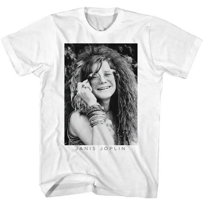 Мужская футболка Janis Joplin с красивым улыбающимся изображением Rock Soul Music Merch