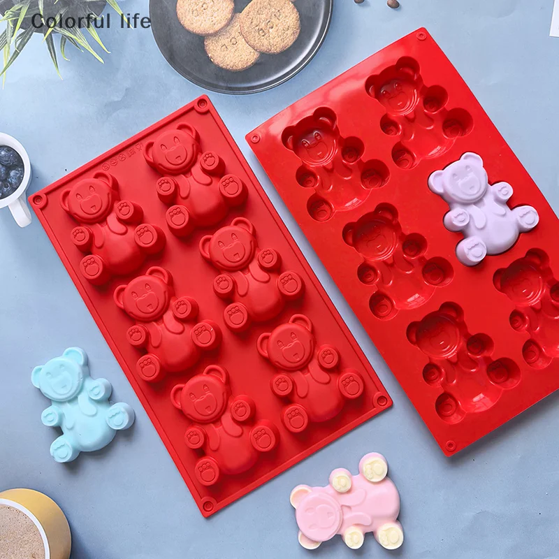 

Red Cake Ice Cream Chocolate Cookies Silicone Mold Cartoon Bear Animal DIY Soap Handmade Utensils