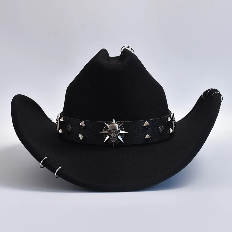 Vintage Roll Brim Cowboy Hat for Men\'s Women Gentleman Lady Jazz Cowgirl Hat Cosplay Party Play Dress Hats