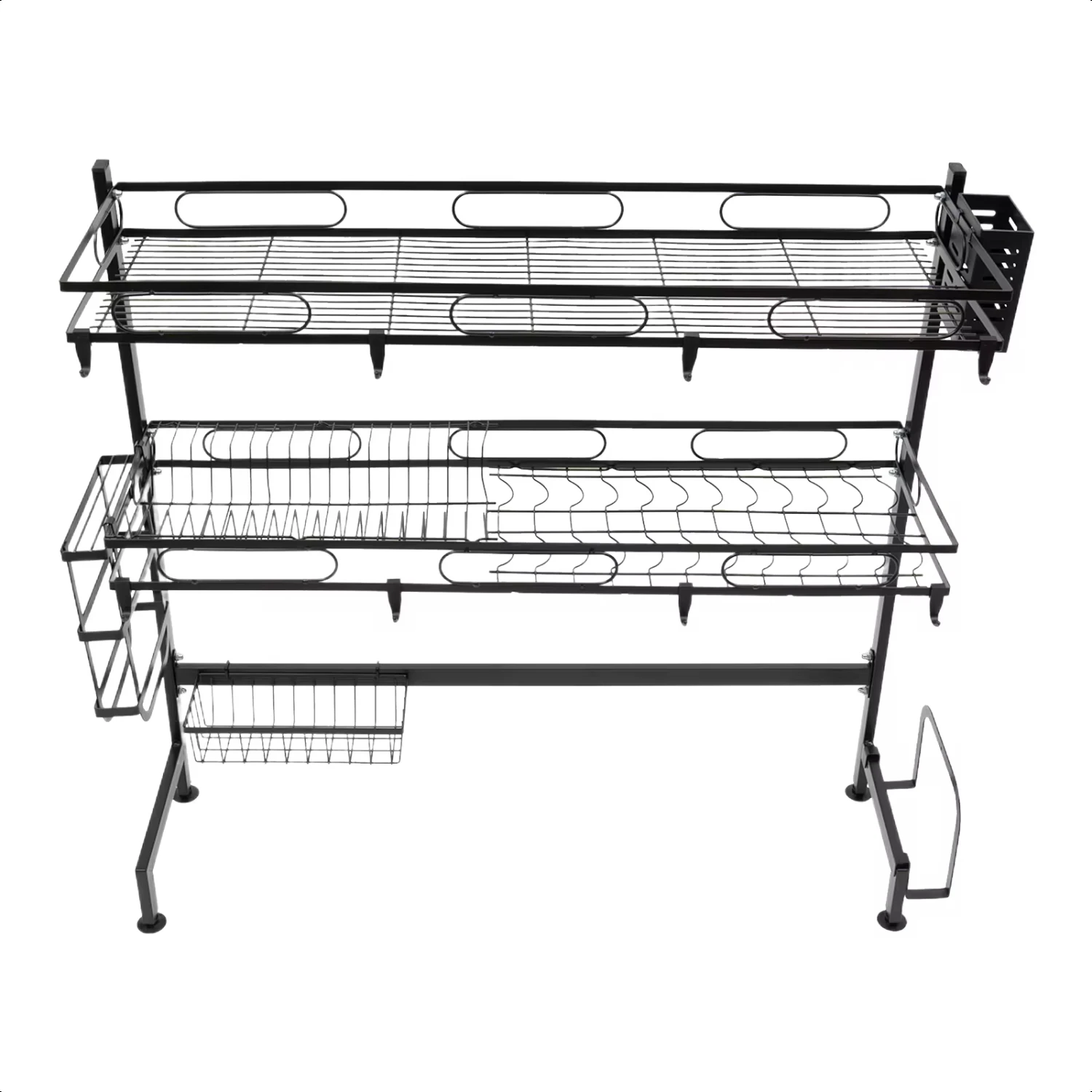 

2Tier Over Sink Dish Drying Rack, Cutlery Drainer Kitchen Shelf Cup Organizing Kitchen Counter-Space-Saving Dish Rack