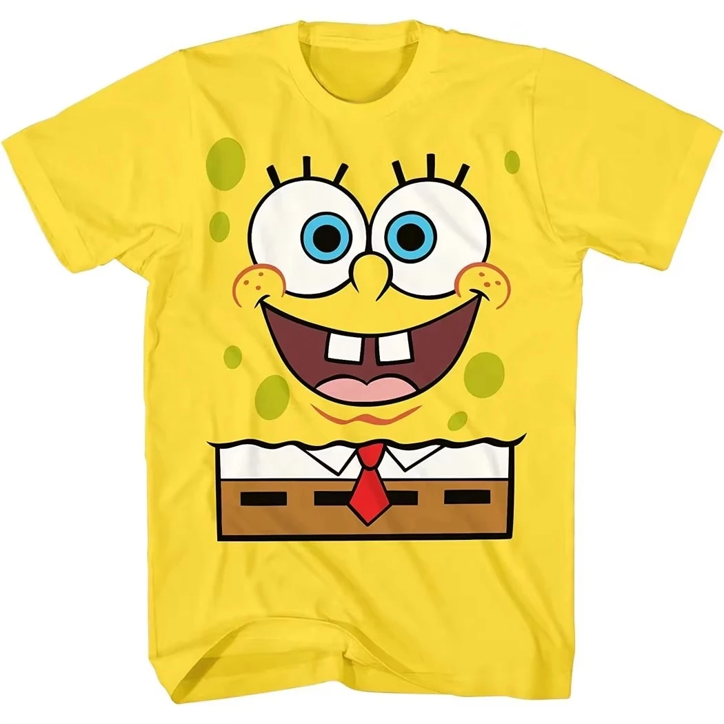2026 Sommer Mode Neu SpongeBob Schwammkopf Cosplay Y2K Outdoor Home Eltern-Kind Sport Rundhals Baumwoll-T-Shirt Groß
