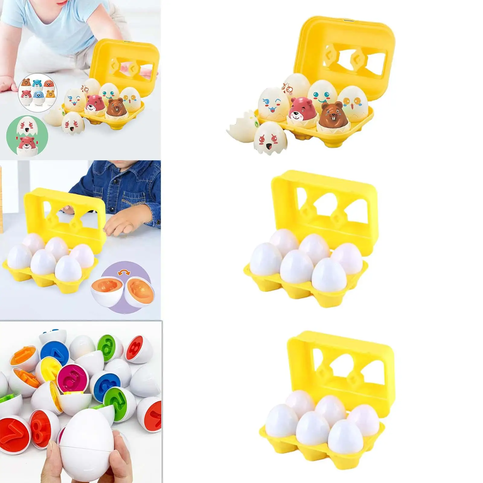 Matching Eggs Toy Montessori with Eggs Holder Shape Color Matching Eggs Toy for