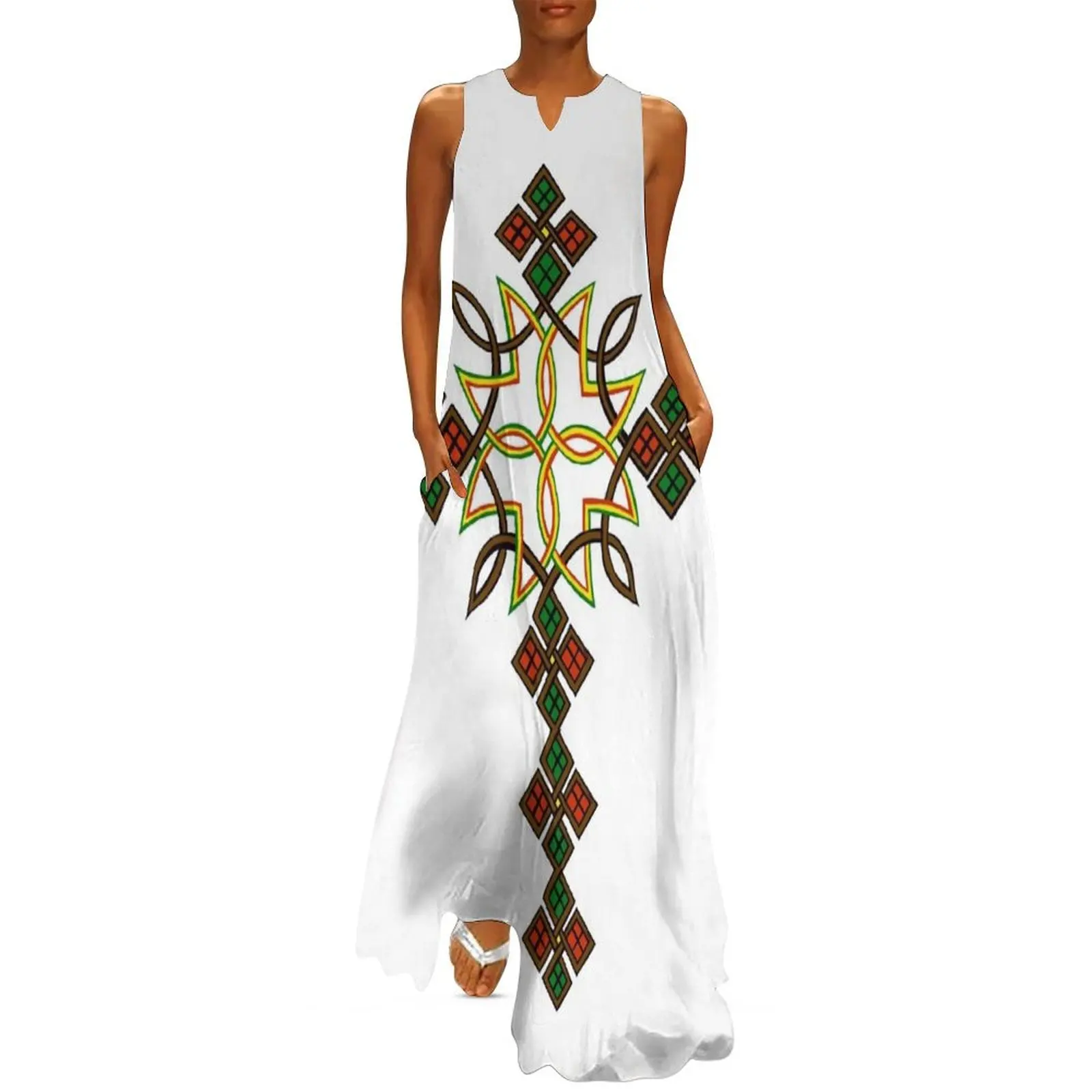 

Ethiopian cross Long Dress women long dresses summer dress daily Dress