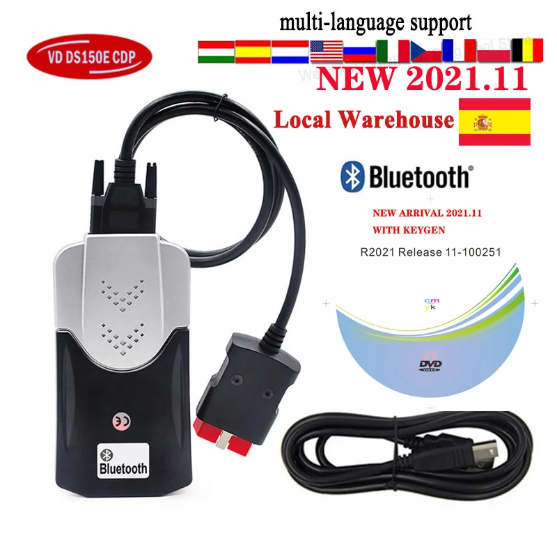 2023 VD DS150E CDP лучший 2021,11 новый vci obd2 obdii диагностический инструмент с bluetooth сканером инструмент для автомобиля грузовика VD TCS для дельфиса