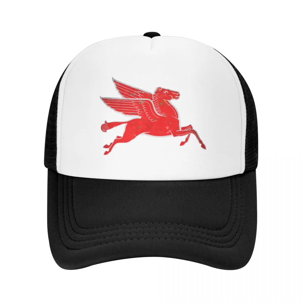 Red Pegasus distressed version facing right. Baseball Cap Beach Bag Streetwear Men's Baseball Women's