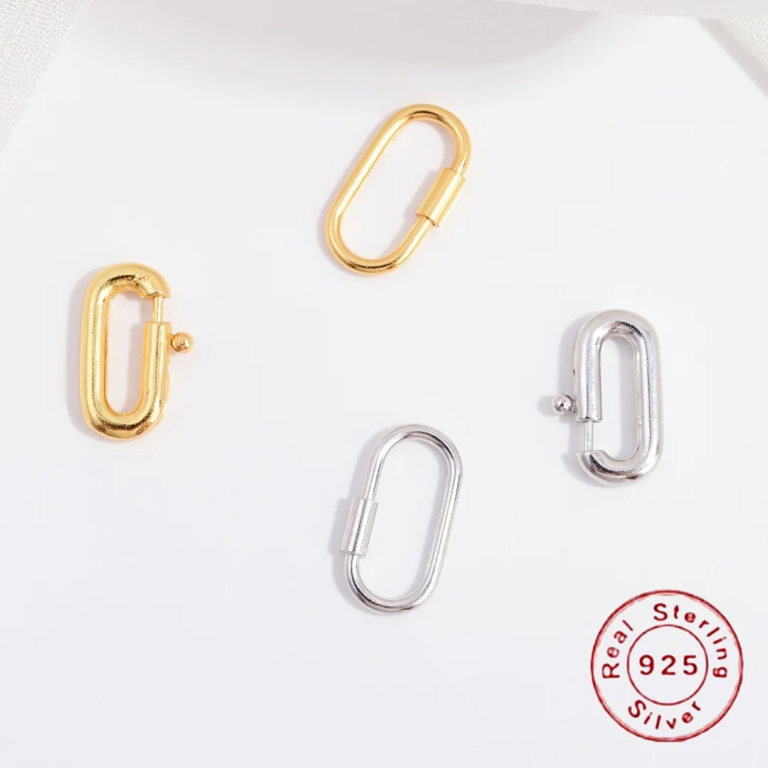 

Стерлингового серебра 925 пробы, спираль, поворотная универсальная застежка, овальная пружинная застежка, браслет ручной работы и ожерелье, аксессуары SK124