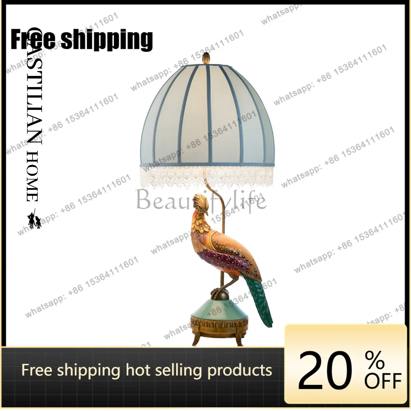 HOT Exotic Retro Parrot Desk Lamp Nanyang Chinese Antique Art Decoration Ambient Light C4132