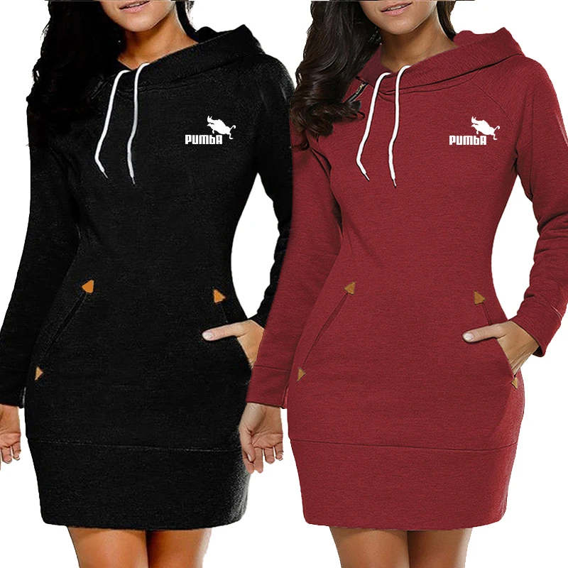 

Womens Dresses Autumn High Quality Long Sleeves Knee Length Dress 2024 New in Popular Casual Hooded Frock Daily Women's Clothing