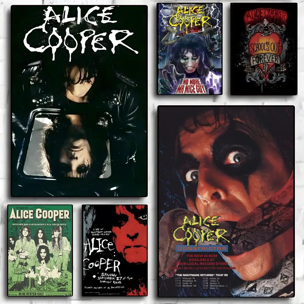 Alice Cooper rock band wall art Poster Advanced Aesthetic Self-adhesive Printing Paper Wall Art for Living Room Home Decor