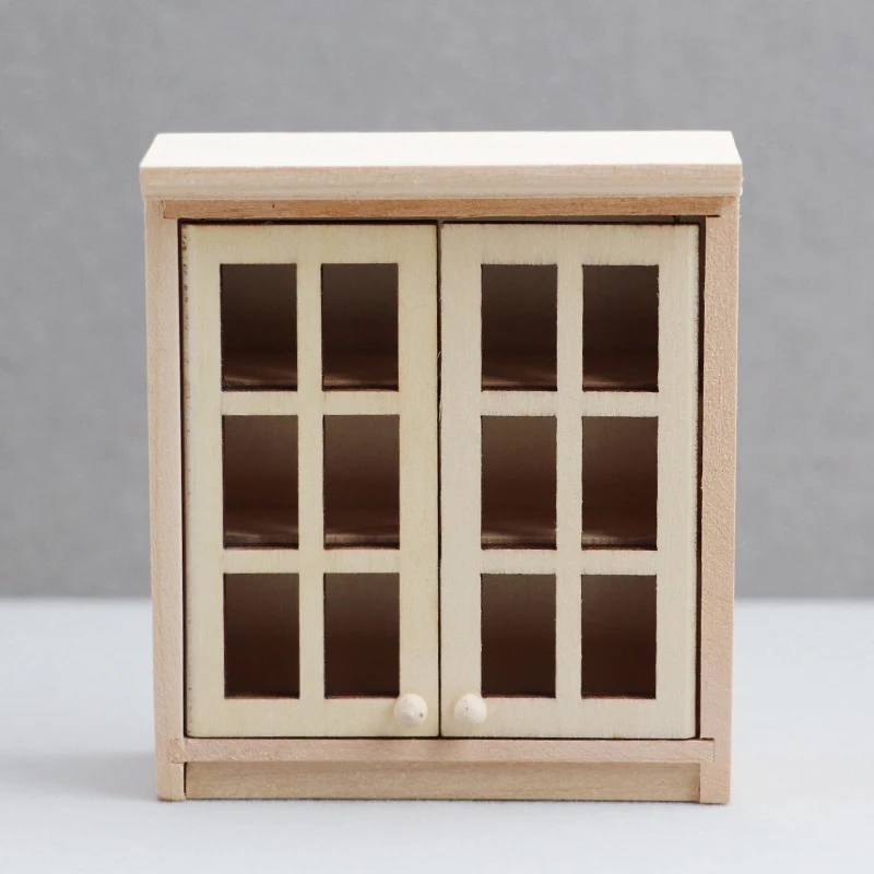 1/12 Dollhouse Miniature Wall Cabinet Hanging Storage Organizer Cupboard House Furniture Model Decor Toy Doll House Accessories