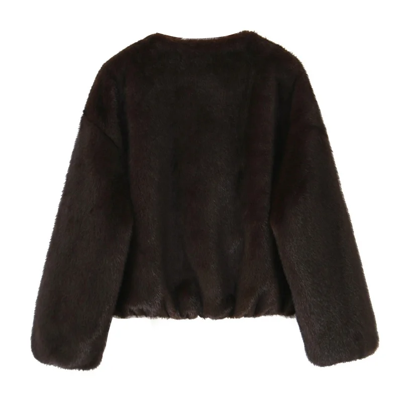 Herfst Winter O-hals Lange Mouw Rits Decoratie Pilot Jassen Jas Vrouwen Kunstbont Effect Warme Tops Vrouwelijke Vrijetijdskleding